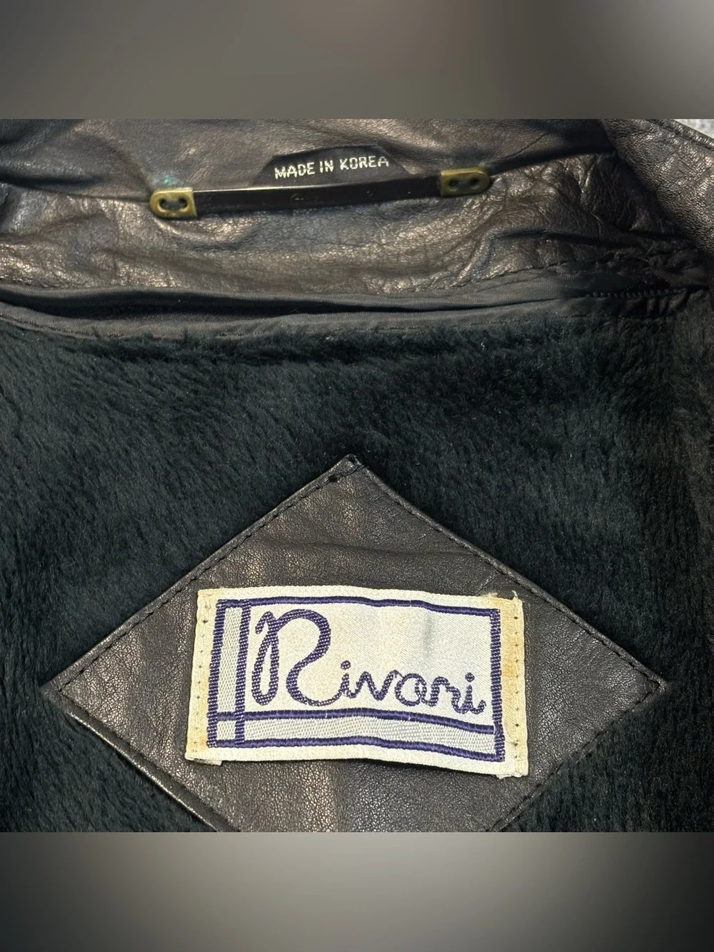 VTG 80s Rivari Black Leather Jacket Pile Lined Cafe Racer Moto Mens Medium Large